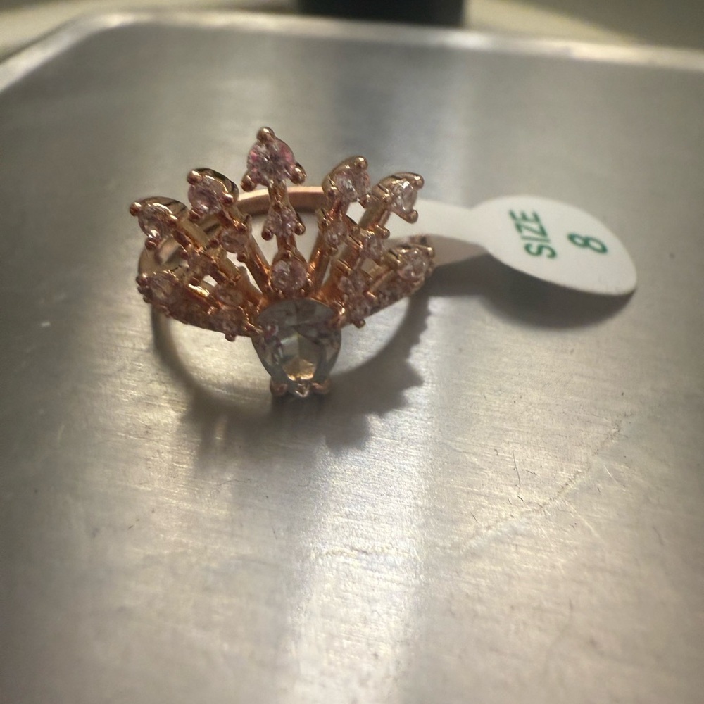 Elegant Bomb Party Rose Gold Peacock Ring size 8